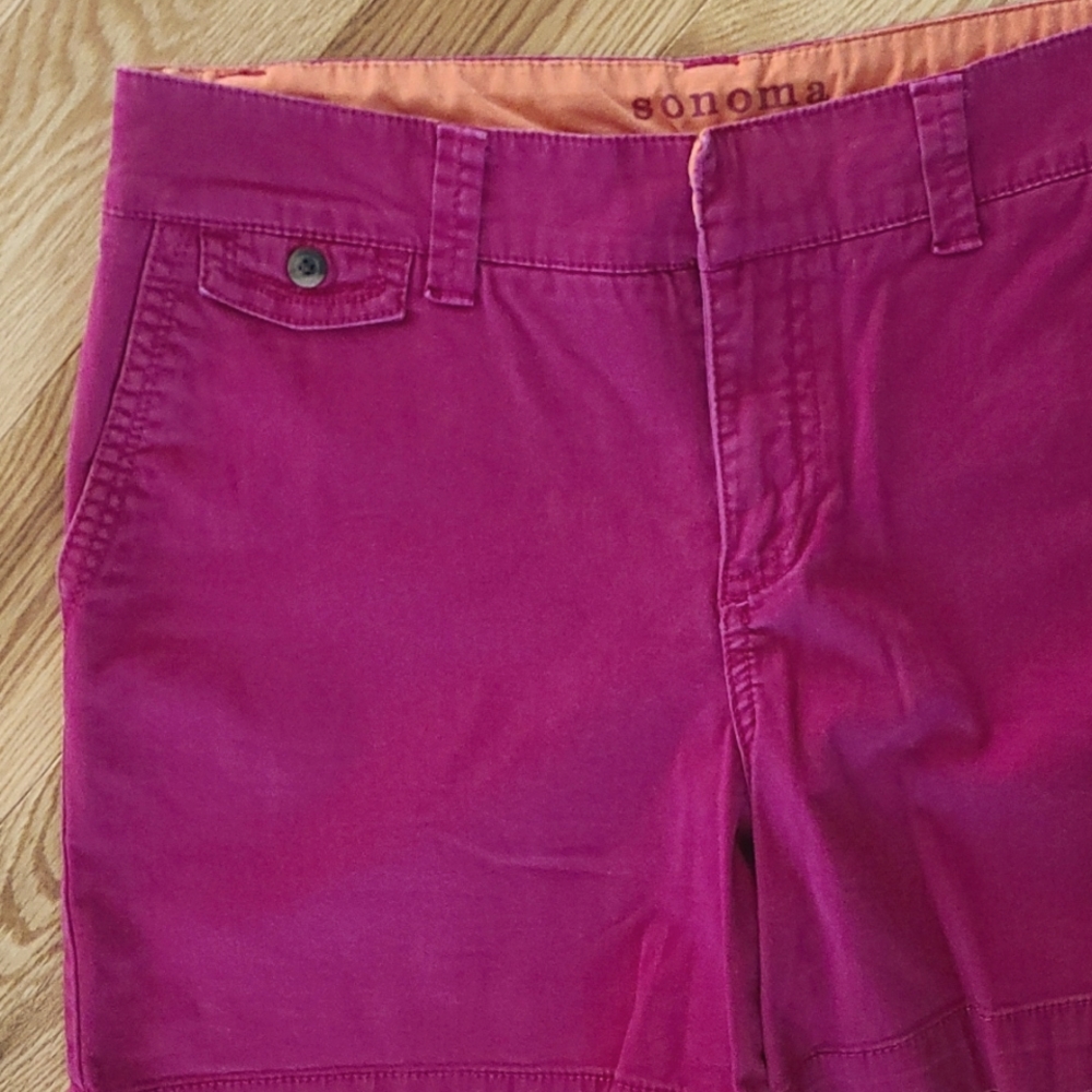 Sonoma Life & Style Original Shorts. Size 6.  Raspberry - Picture 4 of 6